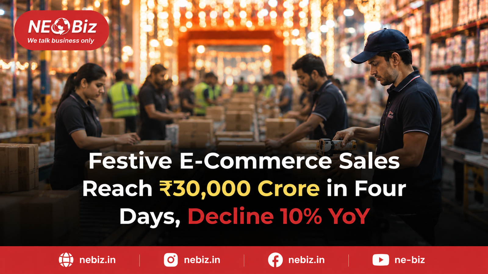 Festive E-Commerce Sales  Reach ₹30,000 Crore in Four  Days, Decline 10% YoY